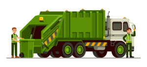 Waste management dumpster truck illustration