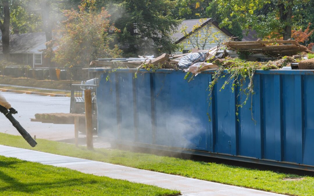 roll off dumpster with landscaping waste